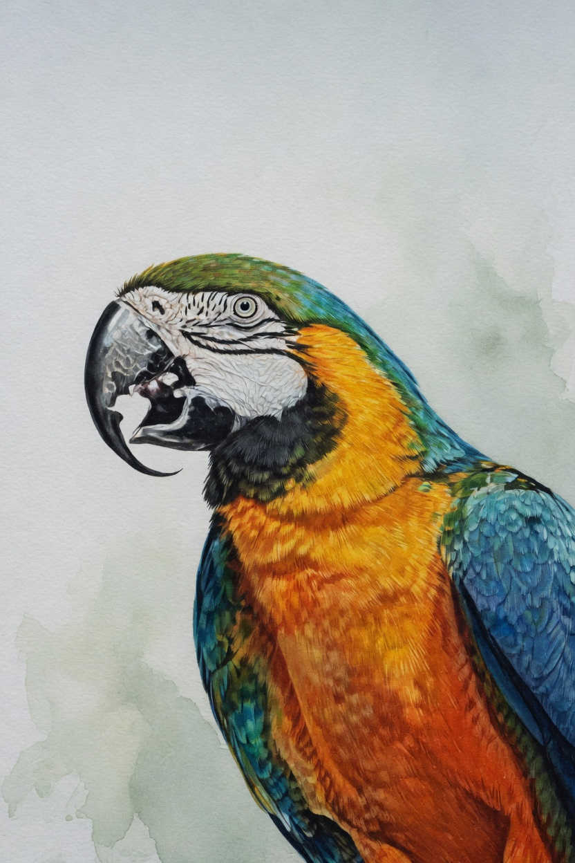 Blue and Gold Macaw — Original Watercolor
