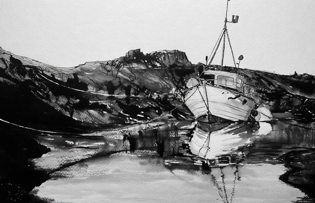 Icelandic Boat in Bay - Fine Art Canvas