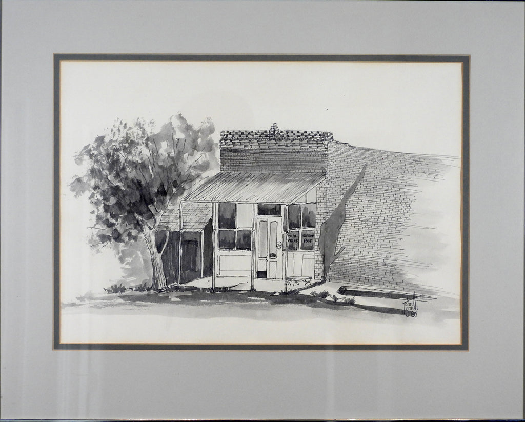 Coal Creek, CO — Original Pen & Ink No. 2, plein air pen and ink of historic storefront, CeciltheArtist