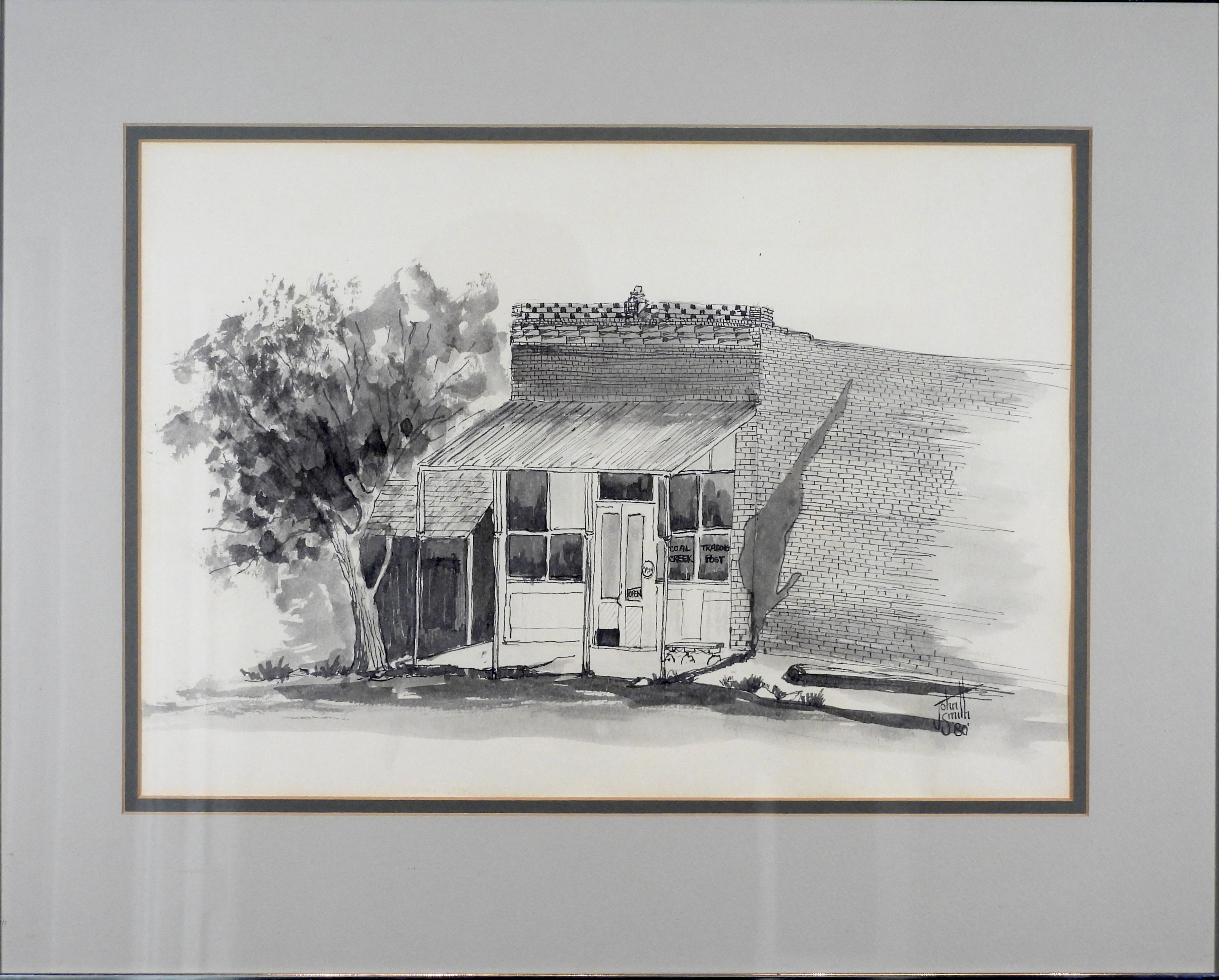 Coal Creek, CO — Original Pen & Ink No. 2, plein air pen and ink of historic storefront, CeciltheArtist