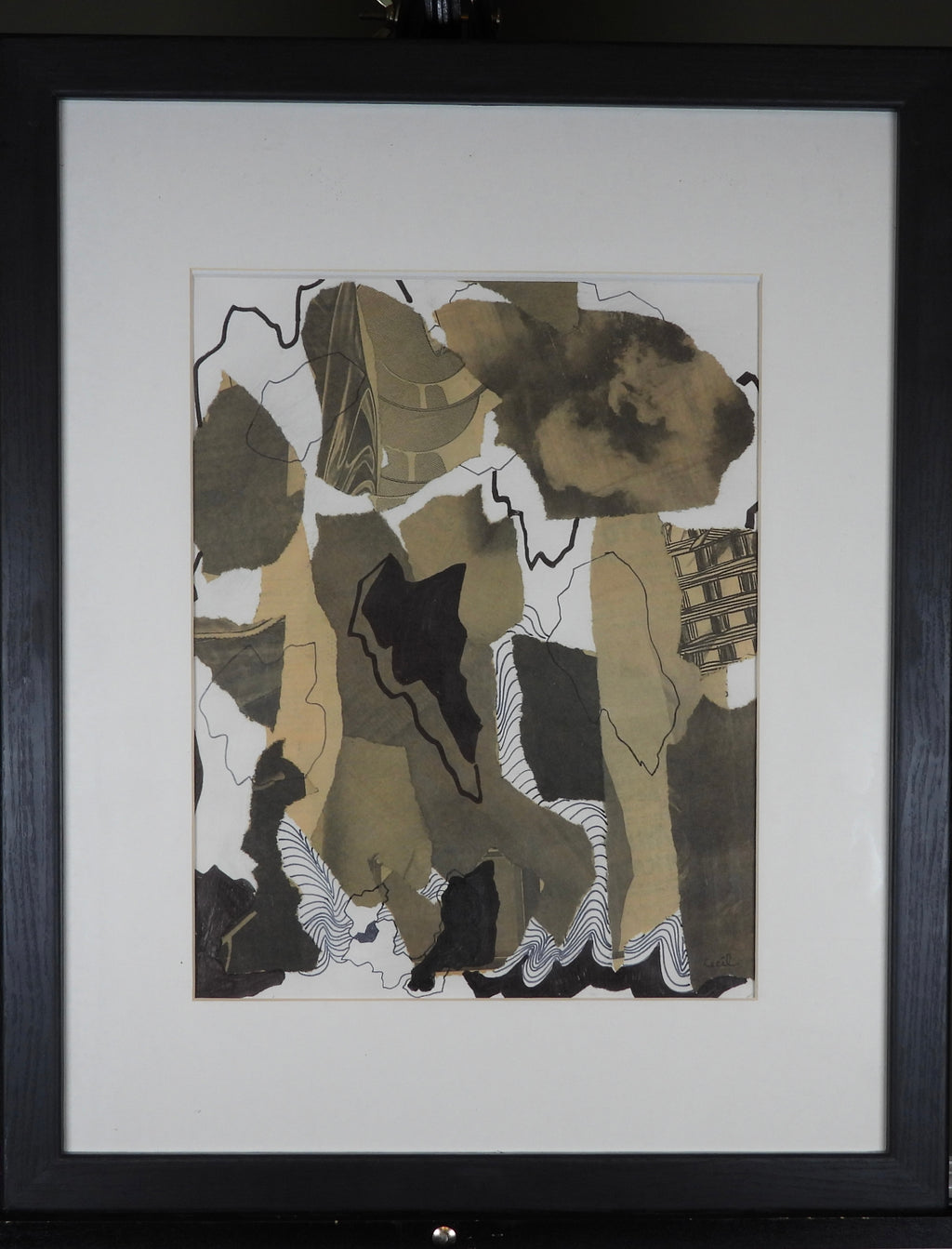 Fractured Earth — original mixed media collage, 18x22 inches, professionally framed