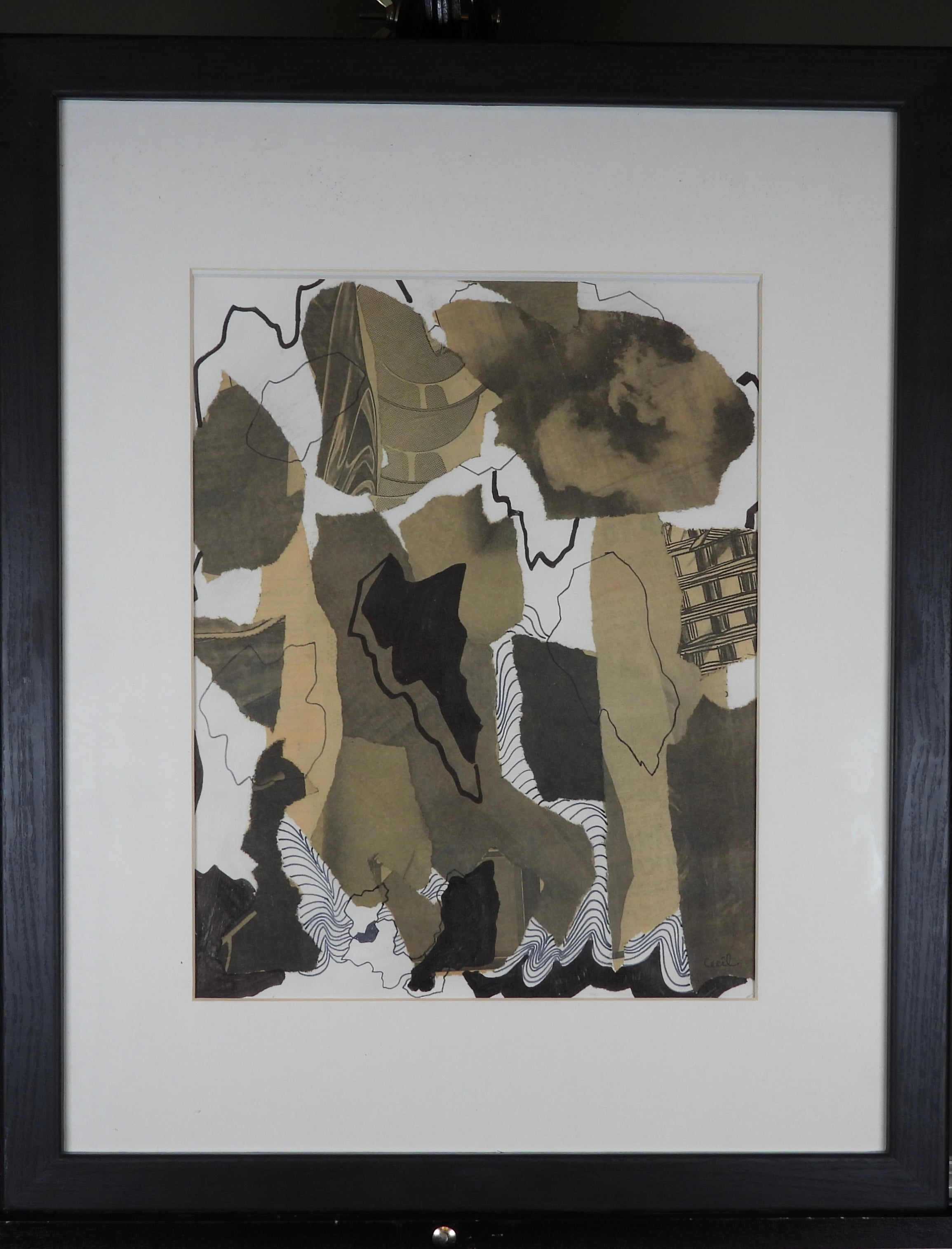 Fractured Earth — original mixed media collage, 18x22 inches, professionally framed