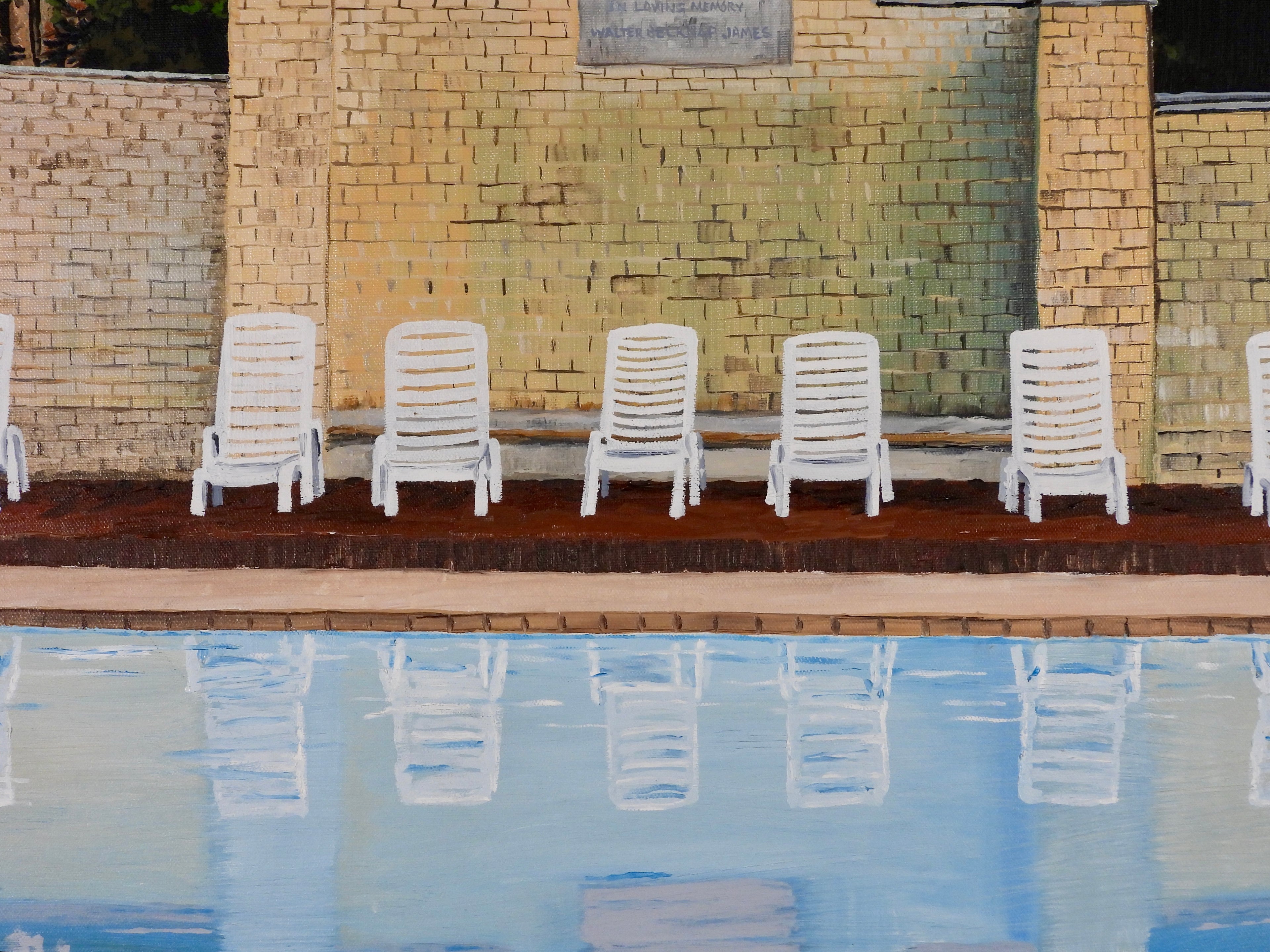 Jekyll Island Pool — Original Oil Painting