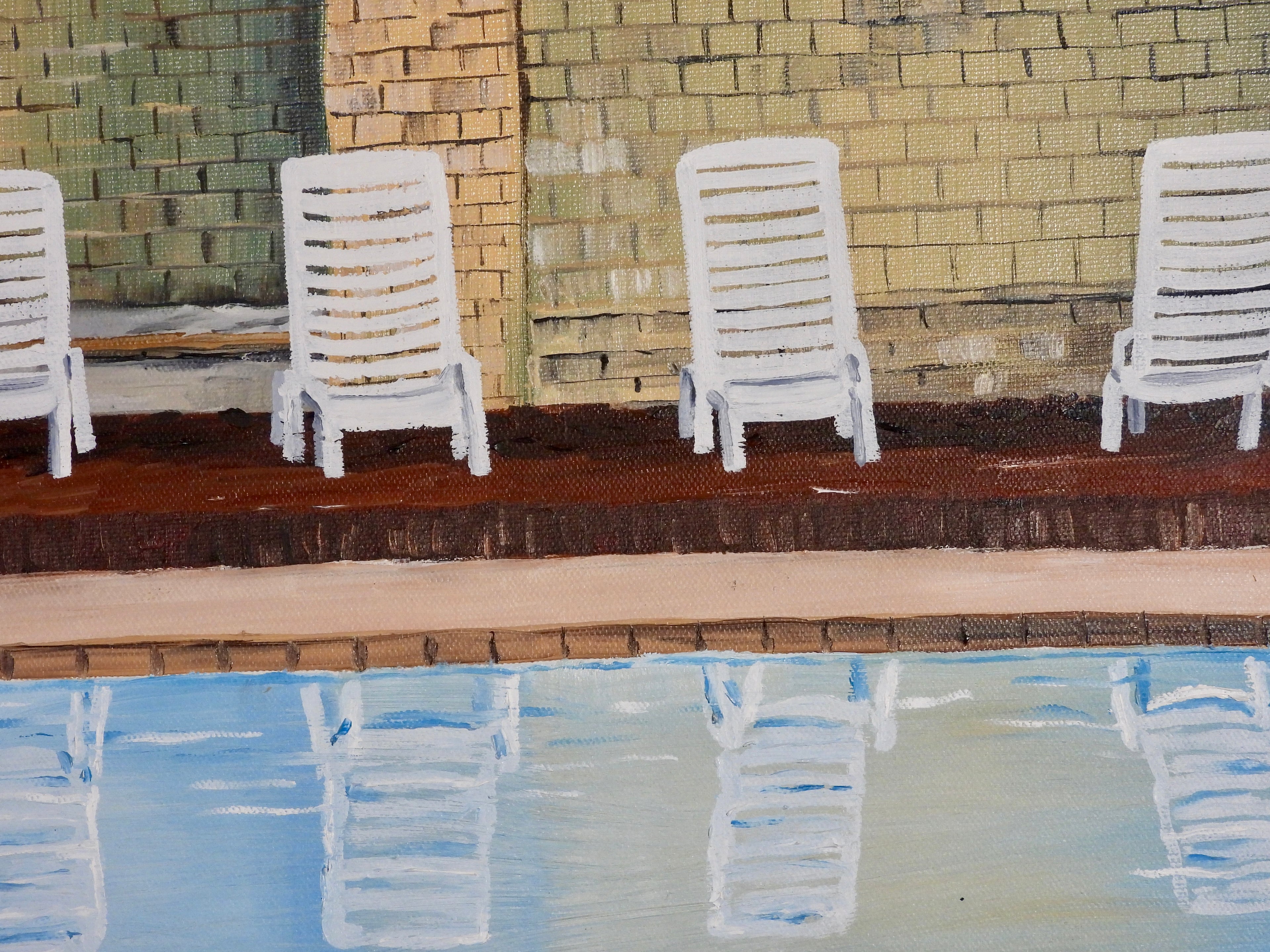 Jekyll Island Pool — Original Oil Painting