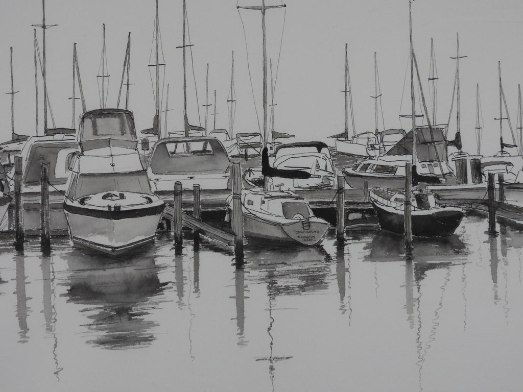 Julington Creek Marina II — Original Pen & Ink