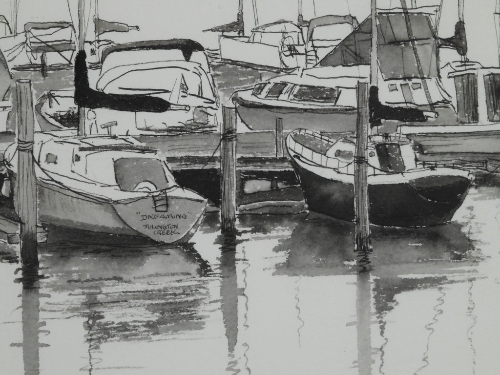 Julington Creek Marina II — Original Pen & Ink