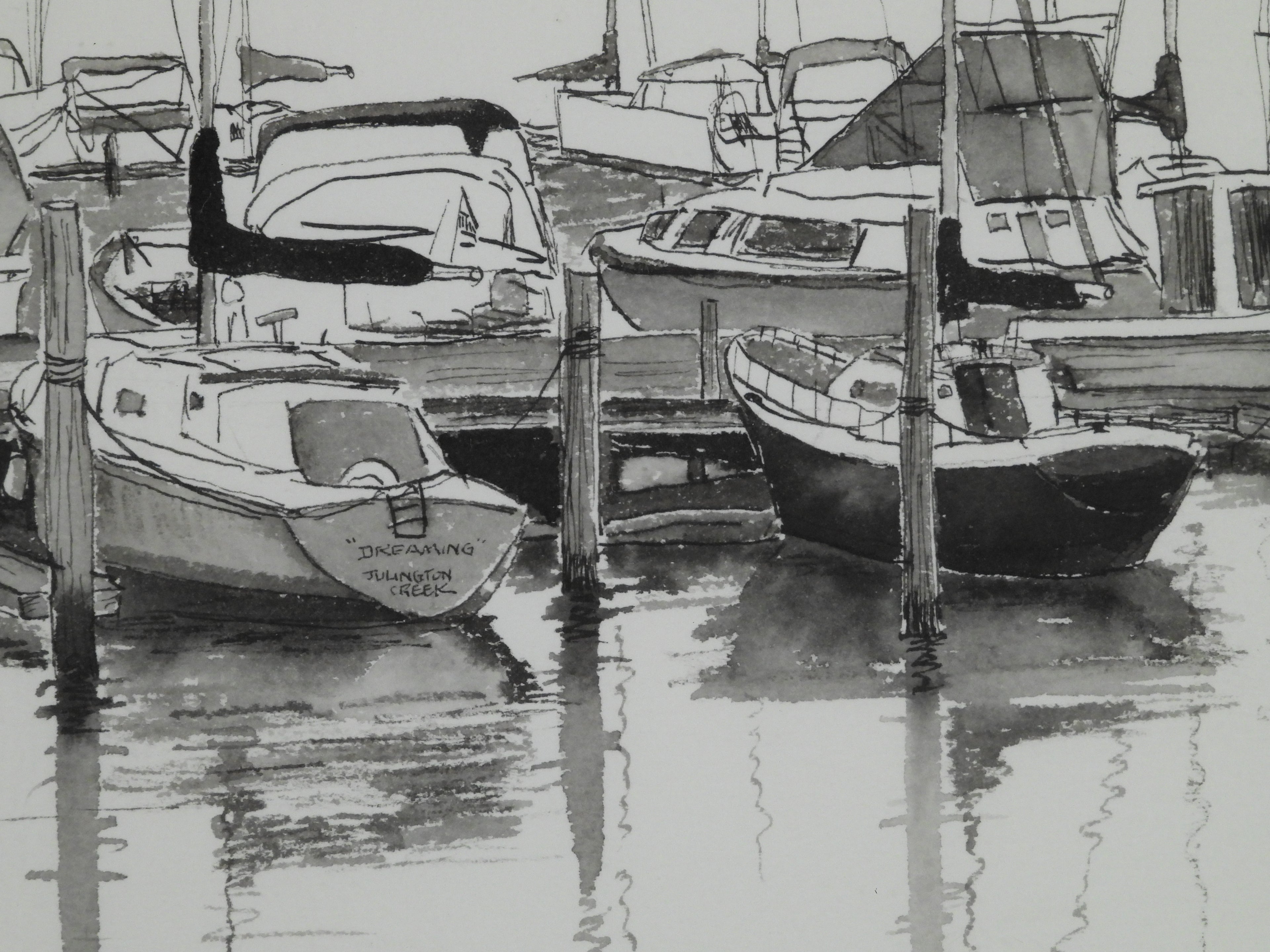 Julington Creek Marina II — Original Pen & Ink