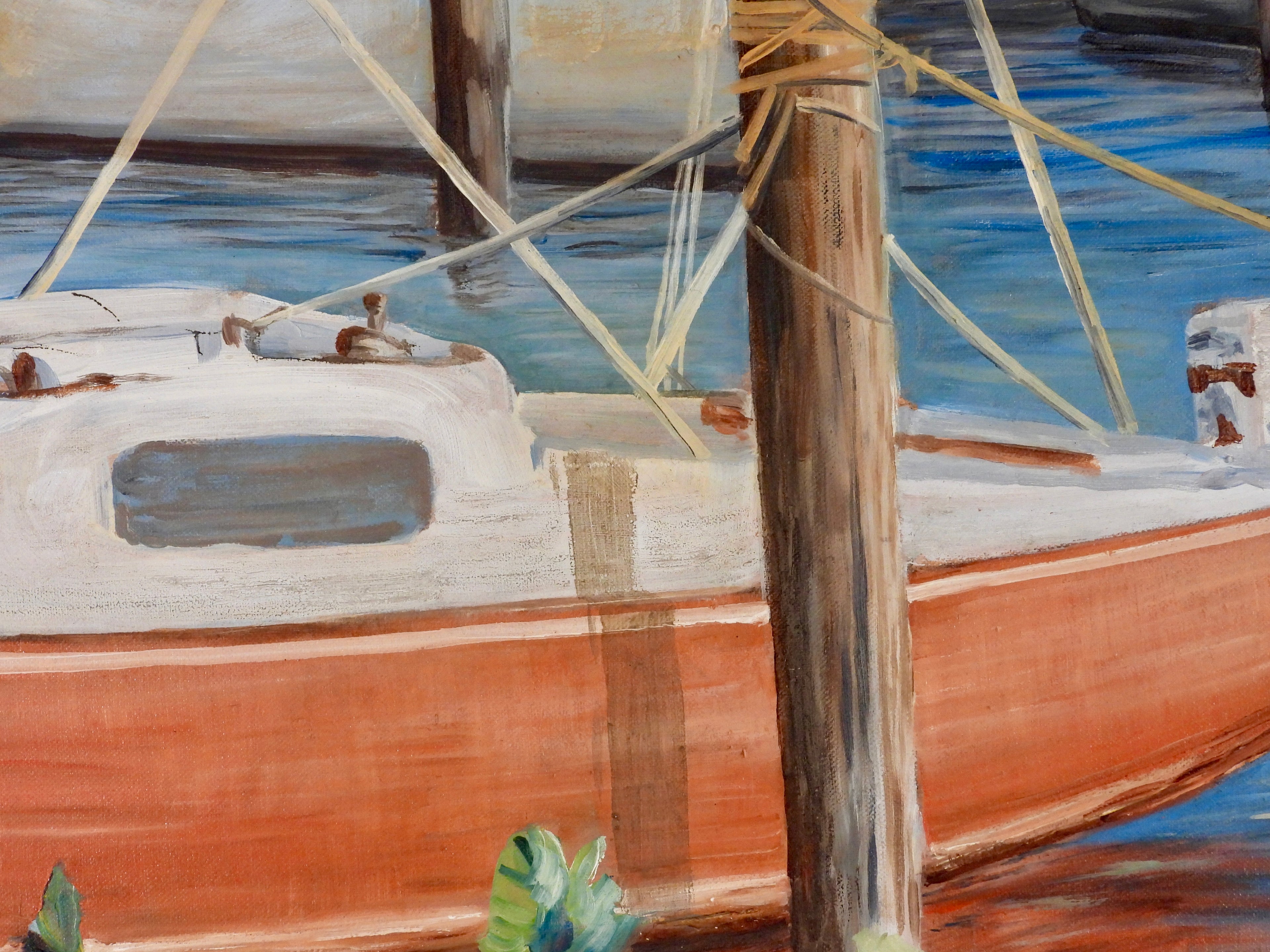 Boat at the Dock — Original Oil Painting