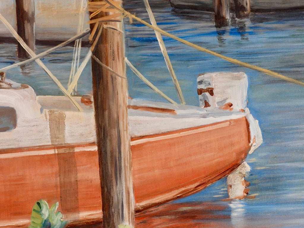 Boat at the Dock — Original Oil Painting