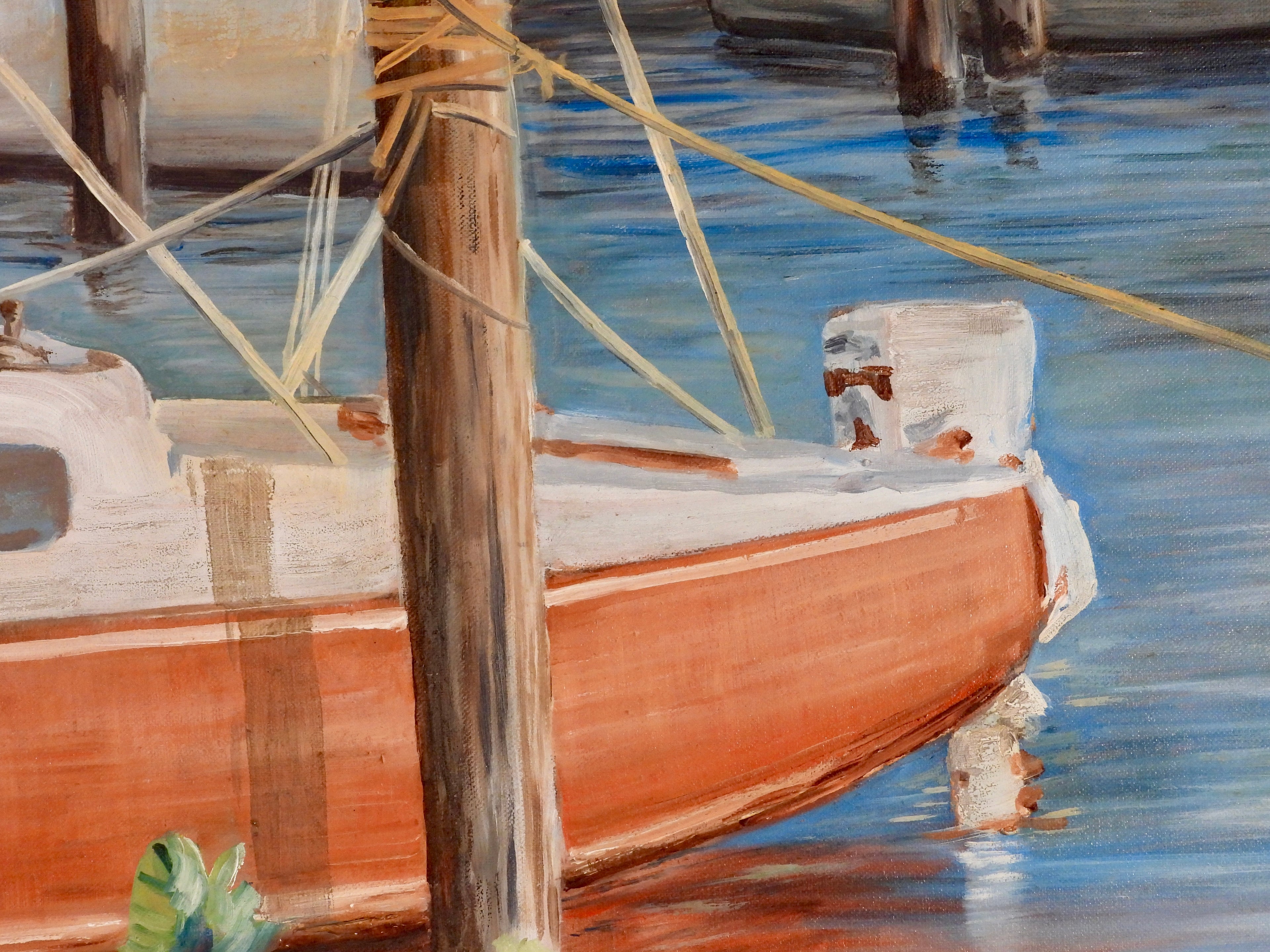 Boat at the Dock — Original Oil Painting